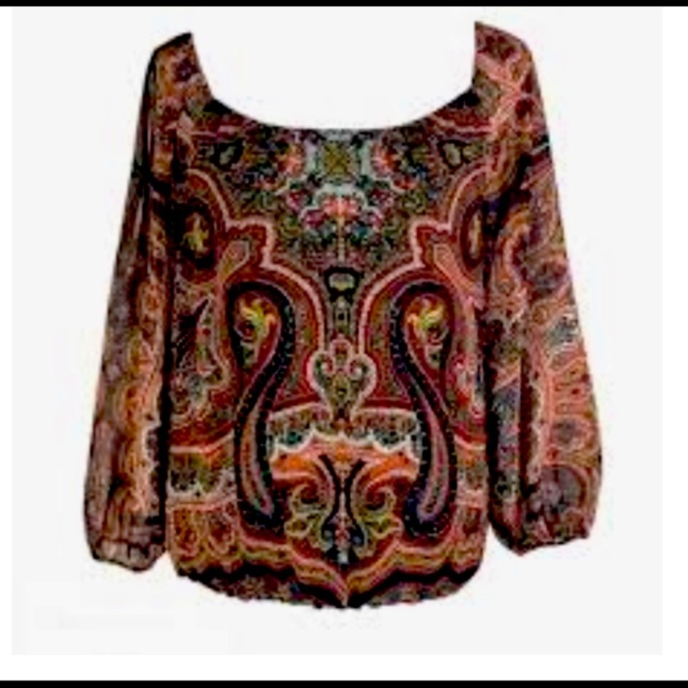 Alice and Olivia Paisley Print Crop Blouse